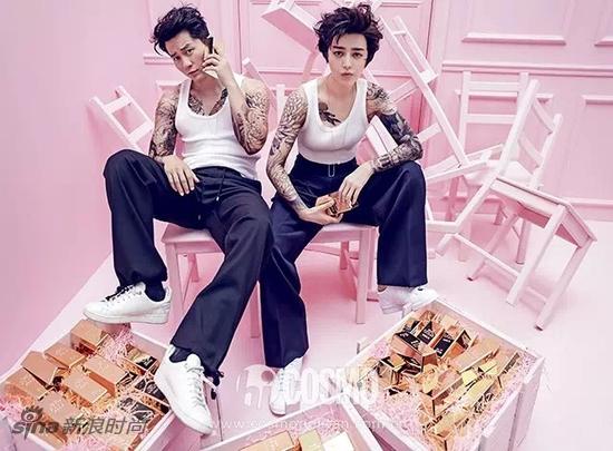 范冰冰與李晨攜手登上《時尚COSMO》的情人節(jié)封面