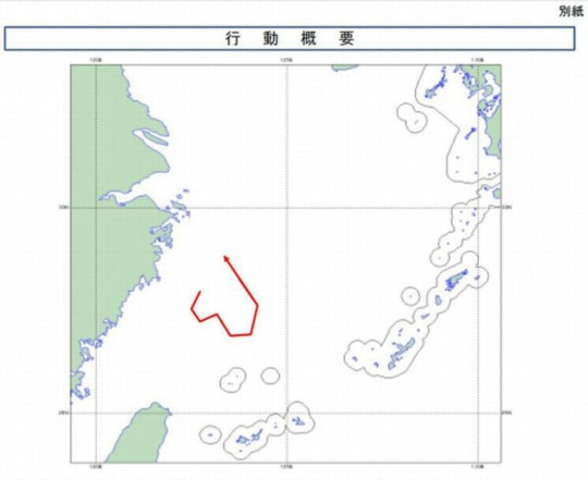 資料圖：日方公布的中國海監(jiān)運(yùn)-12飛機(jī)12月22日飛行路線。