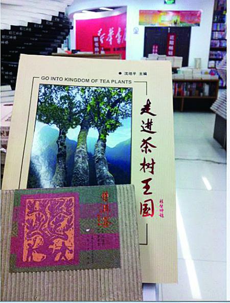今天上午，記者在普洱市振興大道上的新華書(shū)店內(nèi)發(fā)現(xiàn)，沈培平主編的《走進(jìn)茶樹(shù)王國(guó)》、《普洱茶連環(huán)畫(huà)》兩種書(shū)還在售