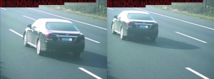 由于車速過快，高清探頭抓拍下的畫面，有一點(diǎn)點(diǎn)模糊 監(jiān)控截圖