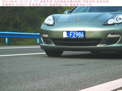 　保時(shí)捷飆車被拍瞬間。湖北省高警總隊(duì)供圖