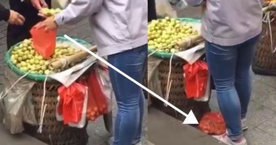 網(wǎng)上流傳的短片顯示，賣棗子棗子的小販以偷龍轉鳳的手段把棗子換掉。