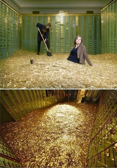 瑞典網(wǎng)店推出“金錢(qián)浴”，800萬(wàn)枚硬幣堆成金“浴池”。