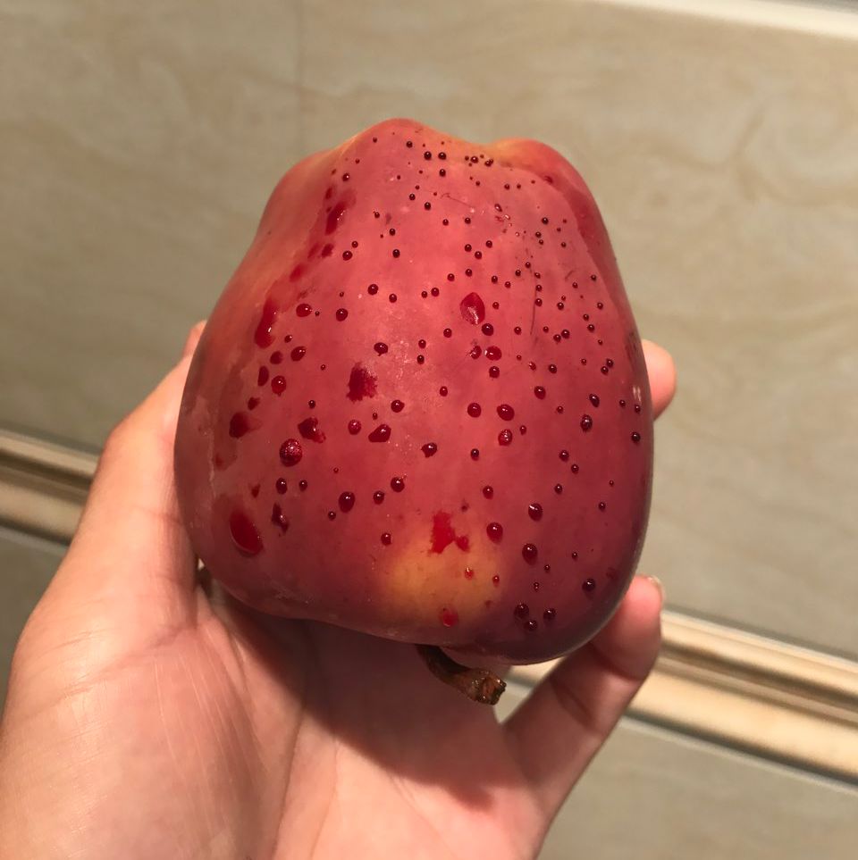 嚇懵！女子用熱水泡蘋(píng)果結(jié)果冒出血珠 咋回事？