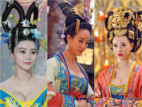 范冰冰、張鈞甯、周海媚，在《武媚娘》中爆乳演出