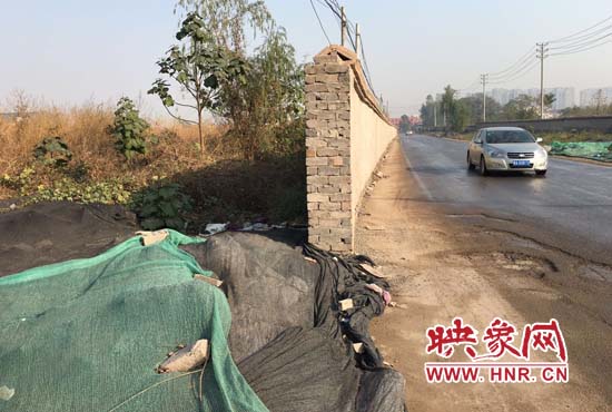 一墻之隔，一邊是道路，一邊是垃圾和荒草，市民質(zhì)疑其為遮羞墻。