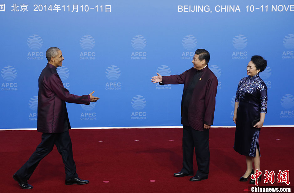 圖為習近平夫婦歡迎美國總統(tǒng)奧巴馬。中新社發(fā) 杜洋 攝